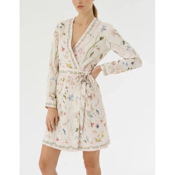 H&M Dresses & Skirts - NWT H&M Floral Wrap Dress Large Fairy Botanical LS Feminine Brunch Wedding Chic